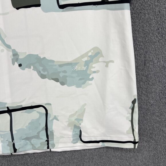 Porter & Ash Kinetic Stretch Shirt Mens Medium Short Sleeve Abstract White Green - Picture 15 of 16